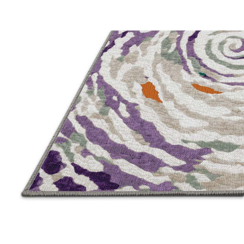Machine Washable Gray Area Rug, Round 8'