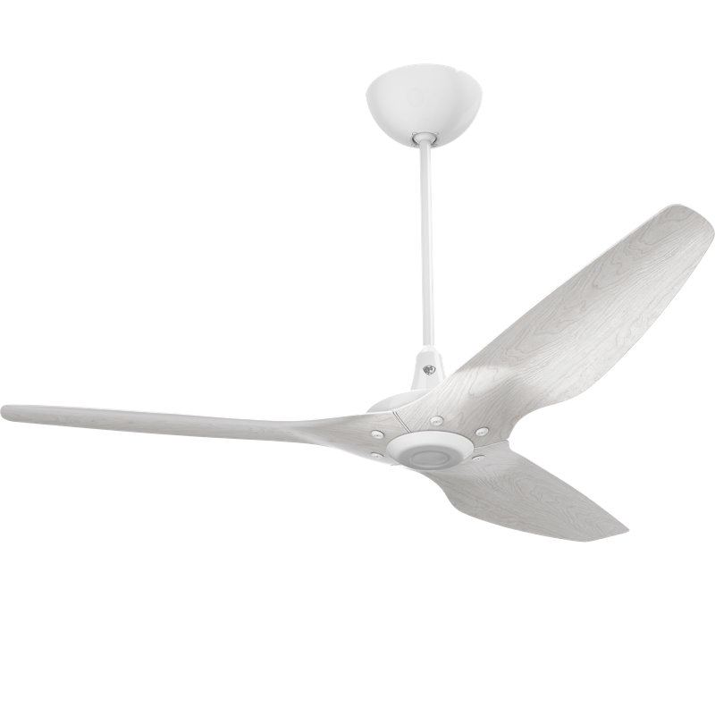 Ventilateur de plafond d'extérieur intelligent avec télécommande Haiku, 52 pouces, Blanc avec pales en bois flotté
