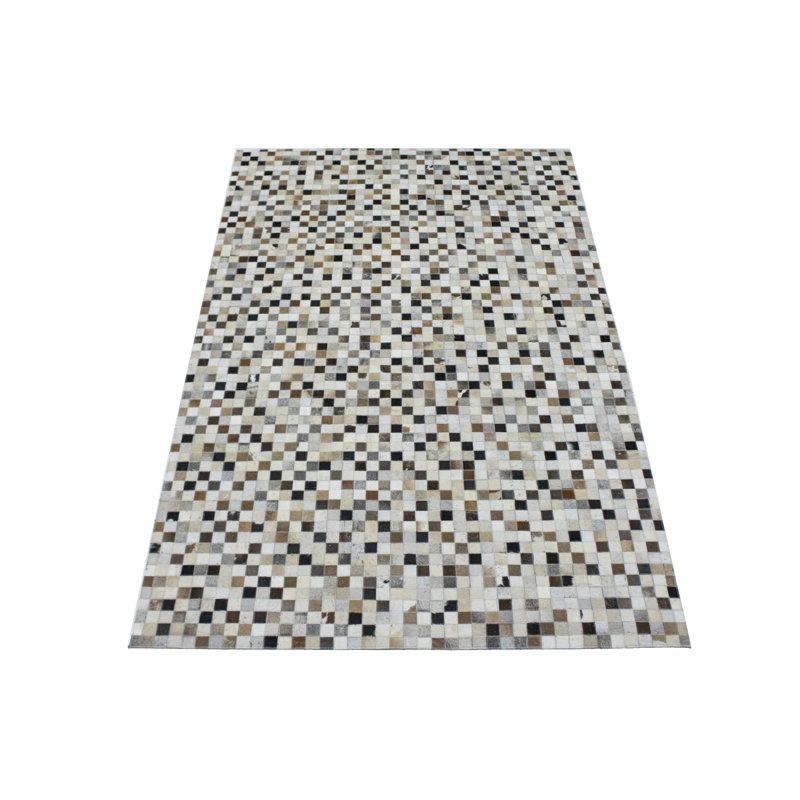 Tapis ivoire en cuir Buariki, Rectangle 5 pi x 8 pi