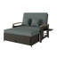 Canapé-lit d'extérieur gris en rotin avec repose-pieds avec rangement - mobilier de patio modulaire 4-en-1