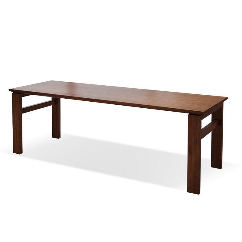 Nut-brown Rectangular Solid Wood desk, 29.53" H x 86.61" W x 23.62" D