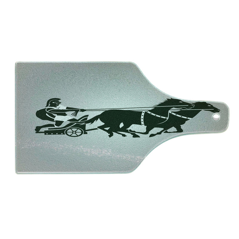 Planche à découper Ambesonne rétro en verre trempé Chariot Gladiator Dimgrey noir