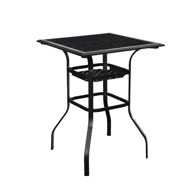 Solange 27.6" Square Tempered Glass Outdoor High Bistro Bar Table