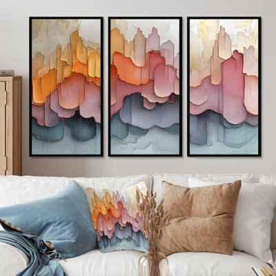 Abstrait rose New York II - ensemble de 3 encres liquides