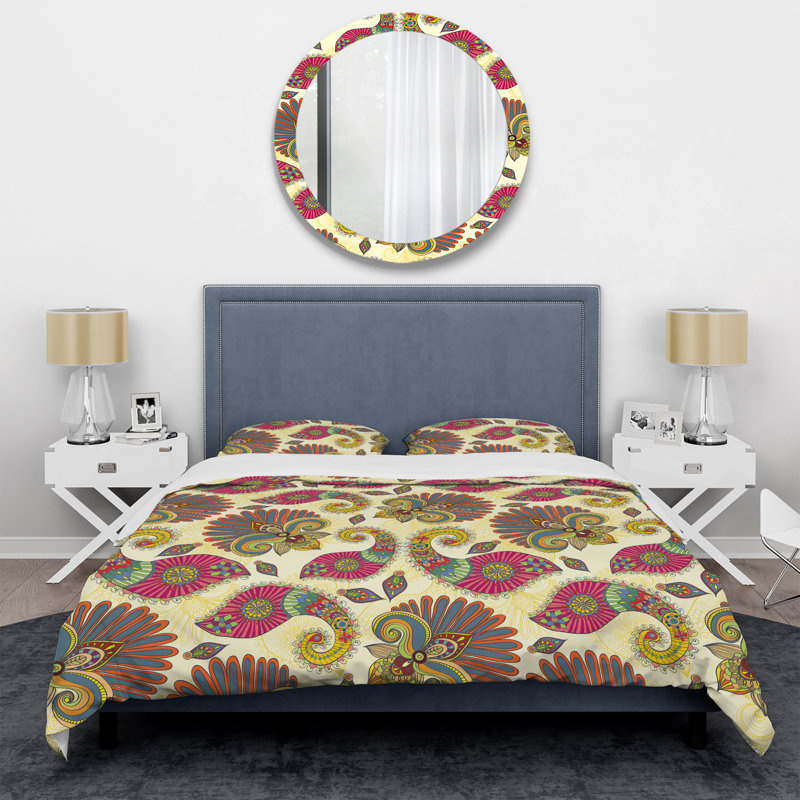 Cachemire floral multicolore - ensemble de housse de couette abstrait - microfibre de polyester