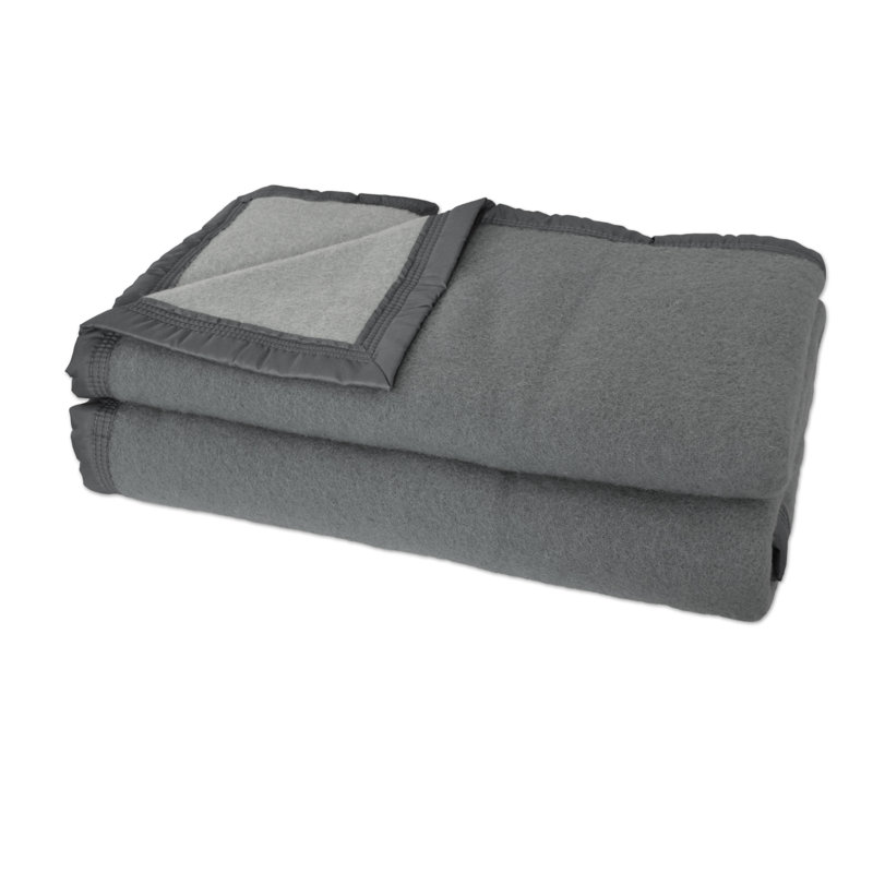 Couverture épaisse en laine lavable Laine, Gris/gris pâle, Simple