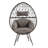 Aeven Light Gray Fabric & Black Wicker Patio Lounge Chair