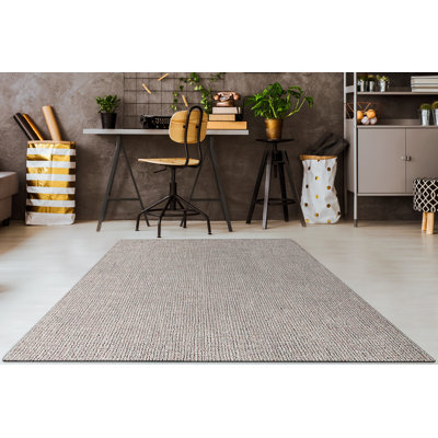 Tapis beige en laine crocheté à la main Carreon