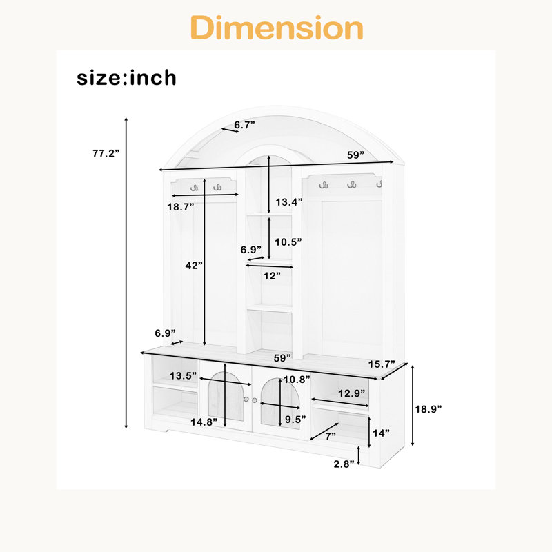 Multi-Functional Wardrobe/Entrance Wardrobe, Equipped With Shoe Racks, Clothes Hangers And Hooks. Wardrobe, Black