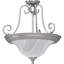 Luminaire suspendu d'intérieur convertible en nickel brossé 3 lumières Troy (semi-encastré) avec bol en verre albâtre Troy-1750970232