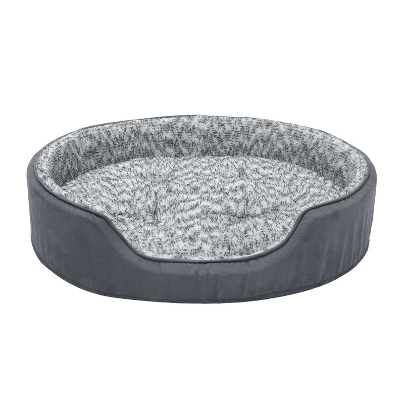 Two-Tone Fur & Suede Oval Pet Bed, Extra large (27" W x 5.5" D x 26" H)