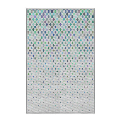 Tapis bleu/blanc à motifs