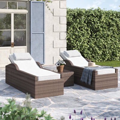 Almanza 77.95" Long Reclining Outdoor Chaise Lounge with Cushions by Sol 72 Outdoor