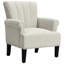 Fauteuil Accent Rivet crème sur structure en bois d'ingénierie massif, pieds carrés en caoutchouc fuselés, accoudoirs roulés, dossier carré, siège à ressorts à arc, coussin épais en mousse, tissu d'ameublement