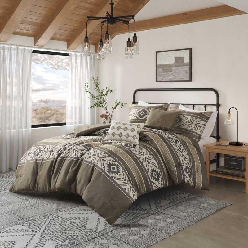 Ensemble d'édredon à rayures 5 pièces avec coussins Mariposa, Édredon simple / grand + 2 taies décoratives sta