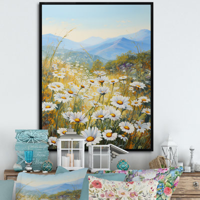 Impression sur toile, "Mountain Daisies On Hill I"