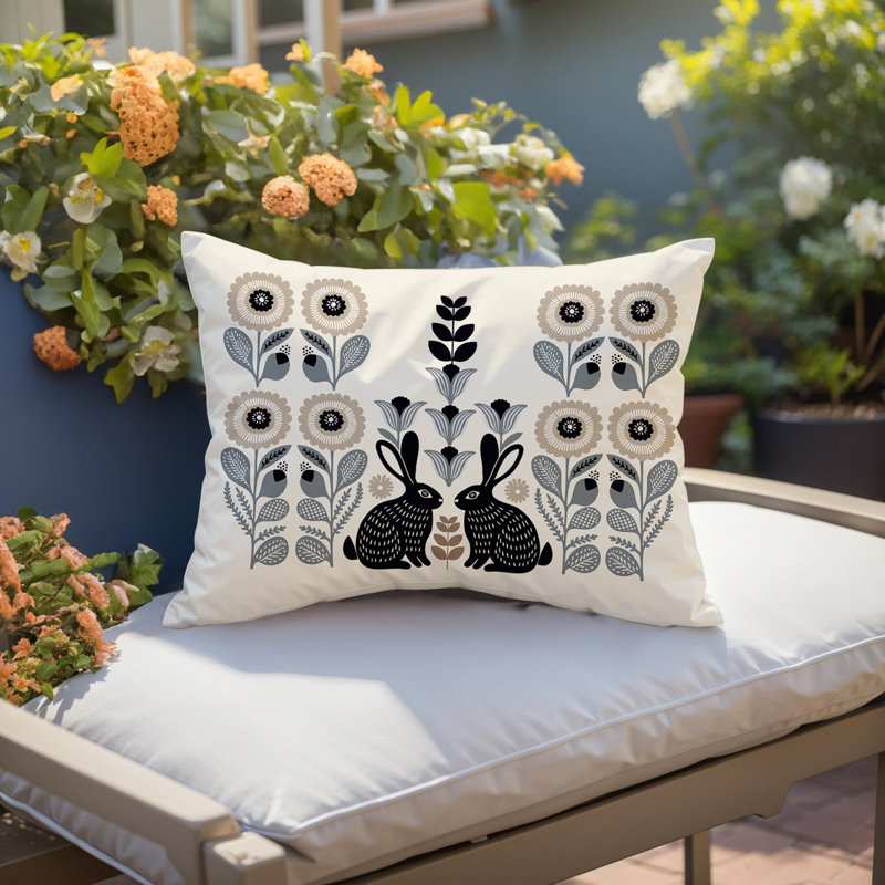 Coussin lombaire réversible intérieur / extérieur Lexa Rabbit, Rectangle H 14 po x l 20 po, Gris