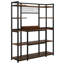 Étagère de boulanger de cuisine industrielle 55 "avec rehausse - étagère de rangement à 5 niveaux, support pour micro-ondes, organisateur brun rustique avec crochets et structure en métal