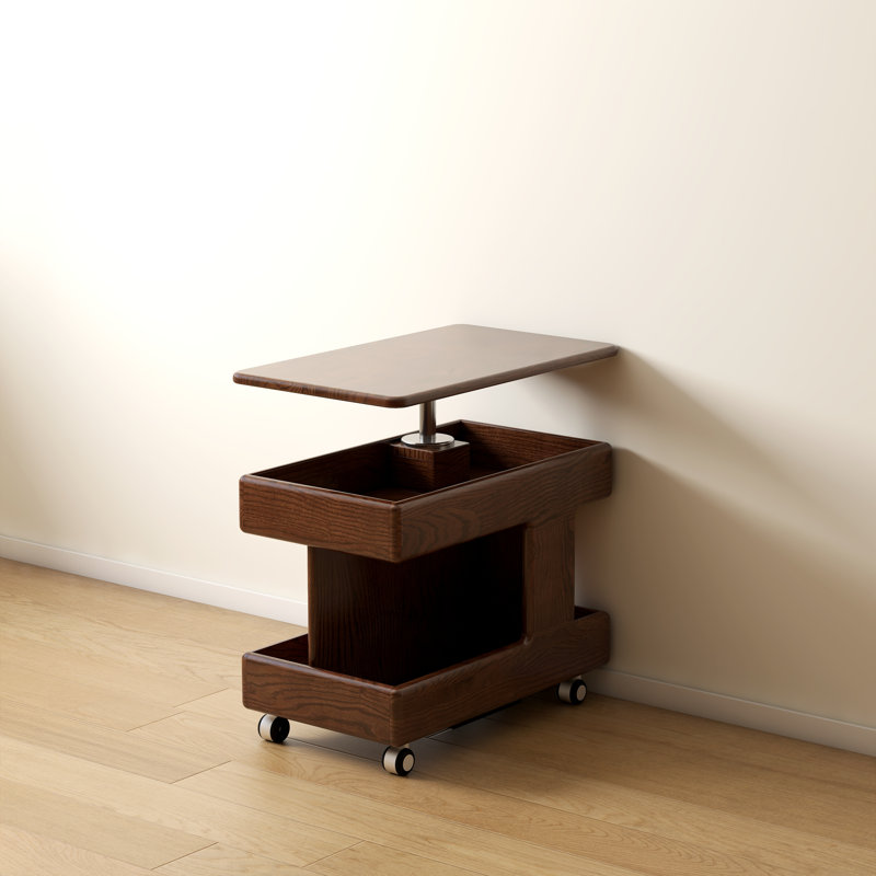 Solid Oak End Table With Lift Top, Brown Oak