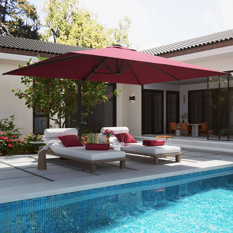Moona 156'' x 120'' Rectangular Cantilever Umbrella, Red