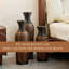 Ensemble de vases de plancher en rotin 3 pièces en PVC brun, imitation d'osier tissé à la main pour le salon