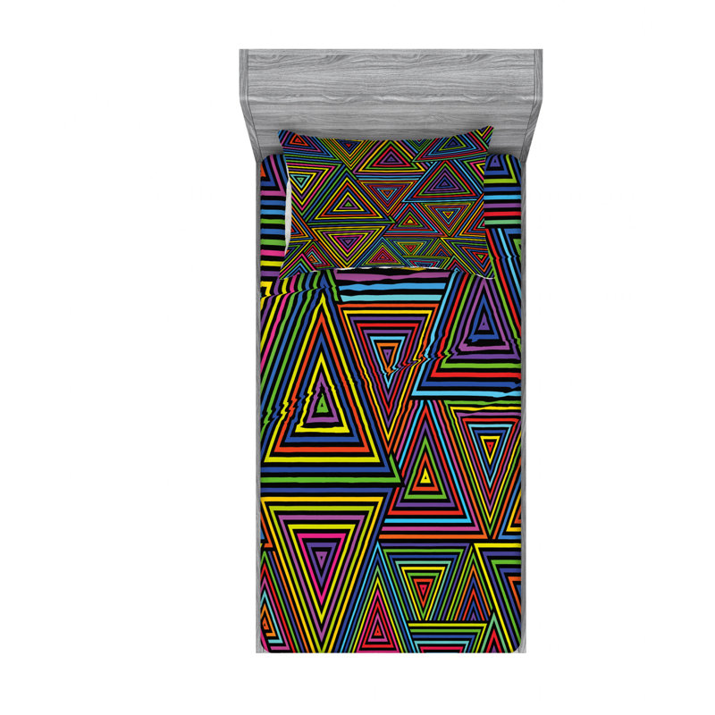 Microfiber Geometric Sheet Set, Twin XL Sheet Set with Fitted Sheet