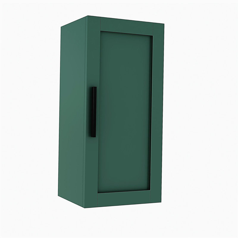 14" Wall-Mounted Floating Bathroom Vanity Side Cabinet with a Door and a Shelf, Green Colour