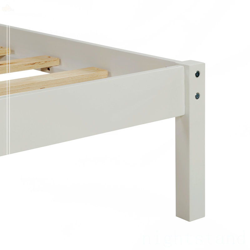 Structure de lit plateforme double avec tête de lit, structure en bois