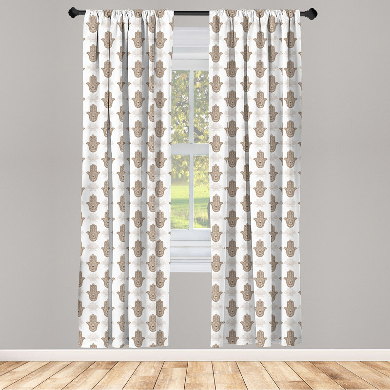 Hamsa Geometric, Semi-Sheer, Rod Pocket, Curtain Panels, 28" x 84"