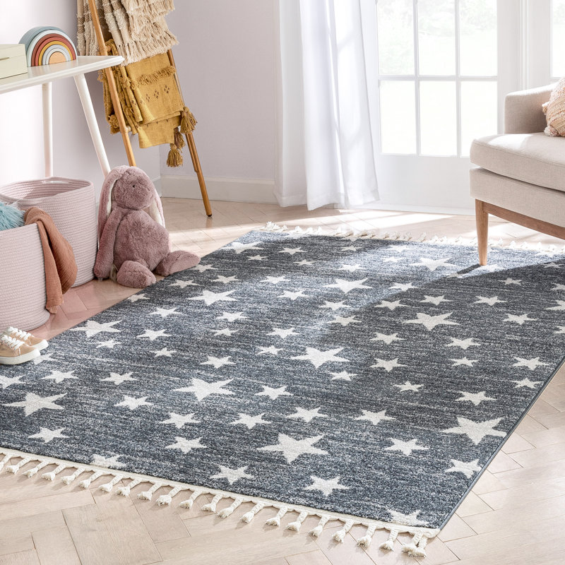 Kennedy Stars Grey Children's Rug, Rectangle 120 x 160cm