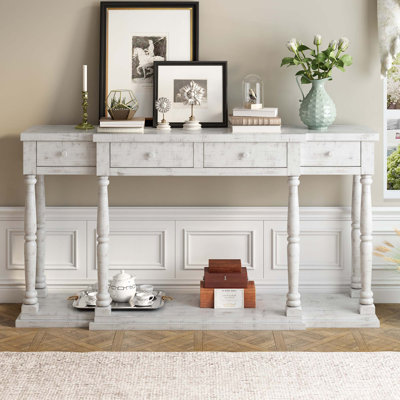 Console sophistiquée pour couloir, salon et chambre à coucher avec quatre tiroirs de rangement et une tablette pour une organisation optimale