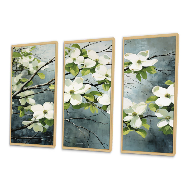 Dogwood Demeanor - Ensemble de décorations murales Dogwood, H 40 po x l 60 po x P 1 po, Cadre flottant érable