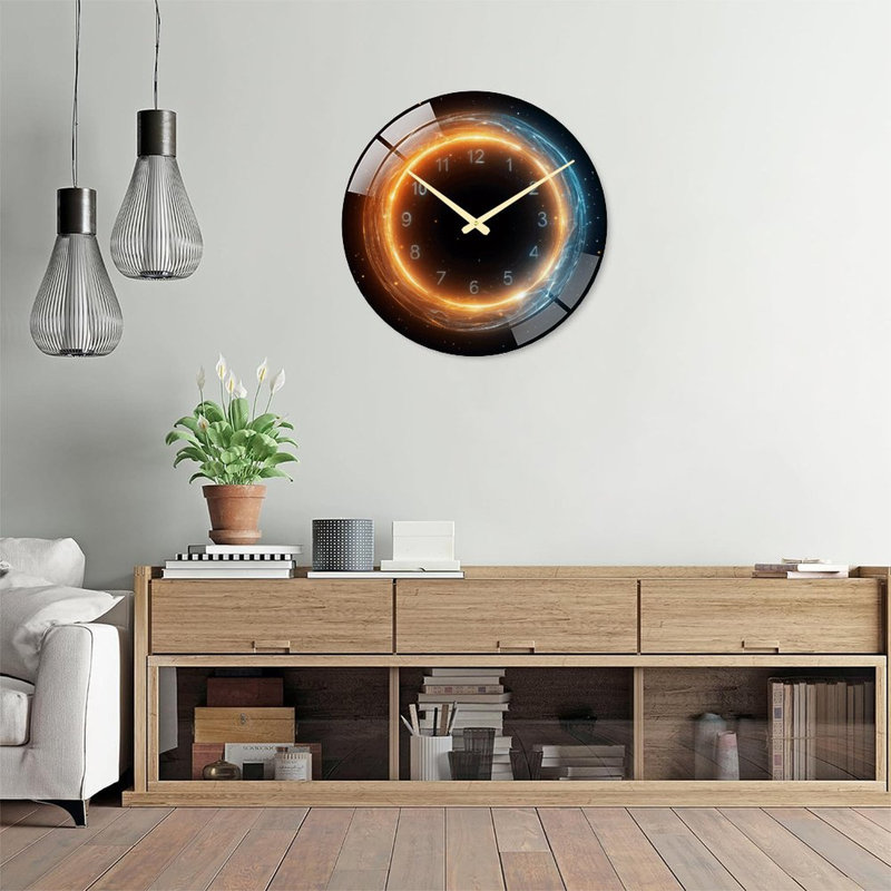 Horloge murale lumineuse artistique - Horloge murale moderne en verre de 61 cm (24 po)