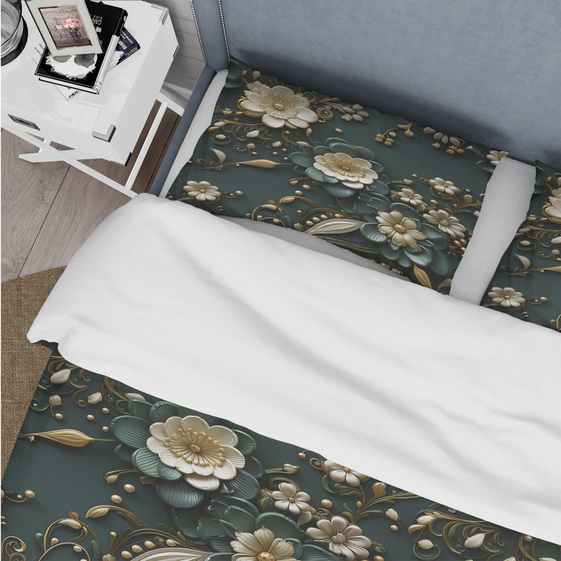 Ensemble de housse de couette Imperial Embellishments II, Housse de couette simple + 1 taie décorative stan