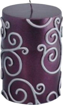 Bougie cylindrique sans parfum à volute, H 4 po x D 3 po, Mauve, Ensemble de 12