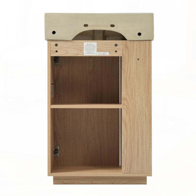 Compact Modern Bathroom Vanity with Ceramic Sink and MDF Structure for Small Spaces, Natural