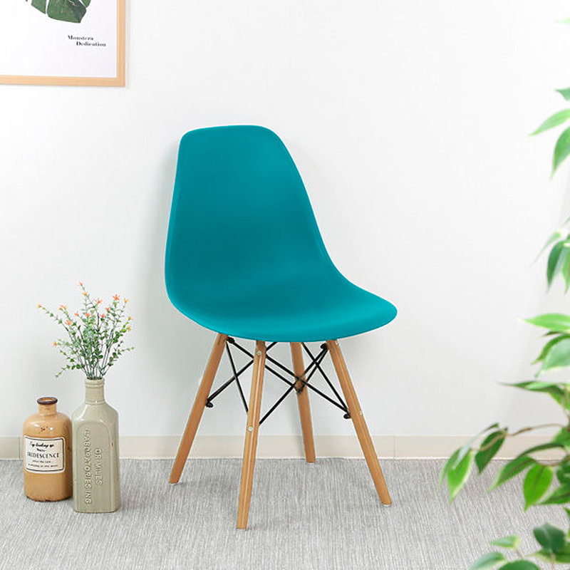 Chaise d'appoint en plastique Wrenshall, Bleu sarcelle / naturel