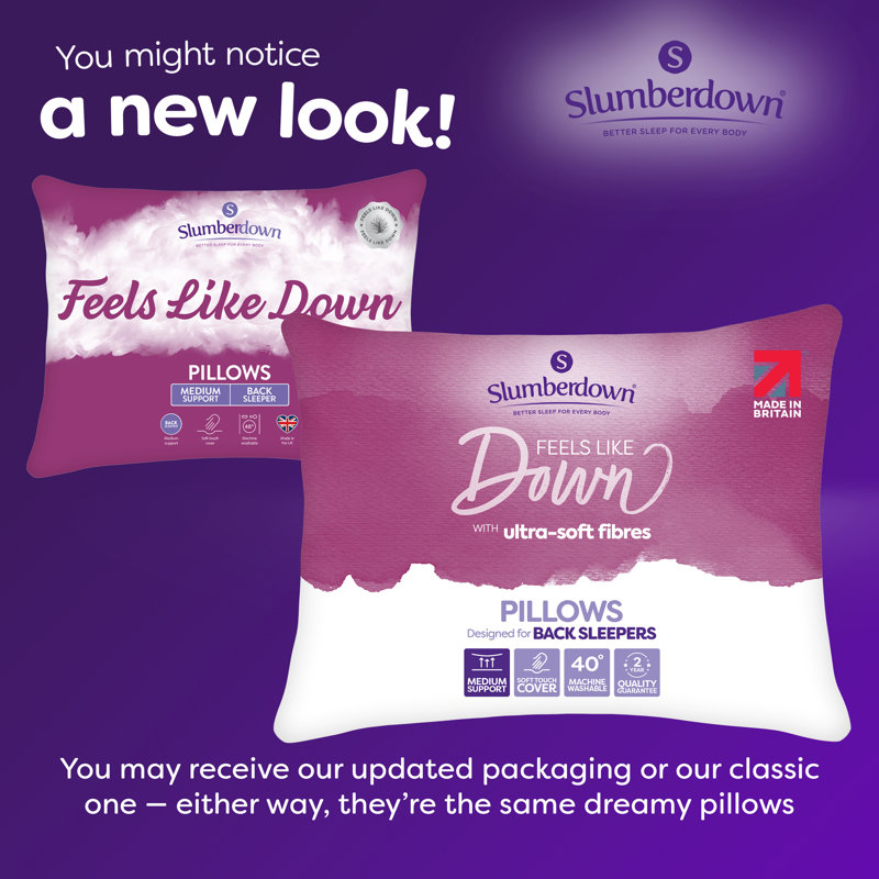 Feels Like Down Medium Support Back Sleeper Machine Washable Pillow