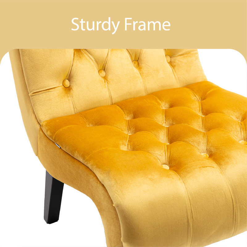 Guendalina Velvet Accent Chair, Yellow Velvet