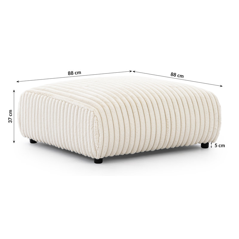 Mollis 88cm Wide Square No Pattern Pouf Ottoman, Light Beige