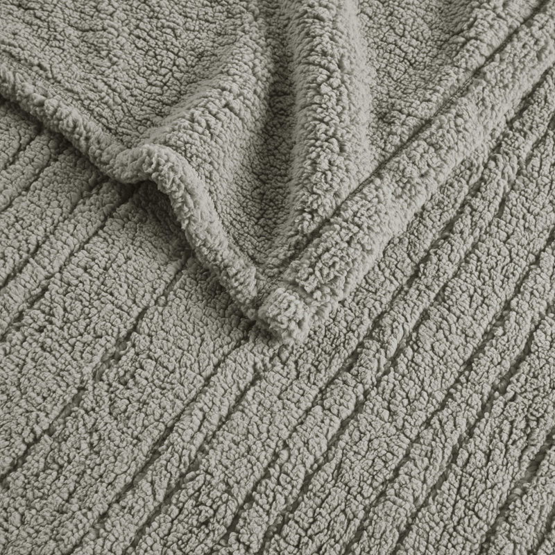 Couverture chauffante en sherpa, Gris, Lit simple