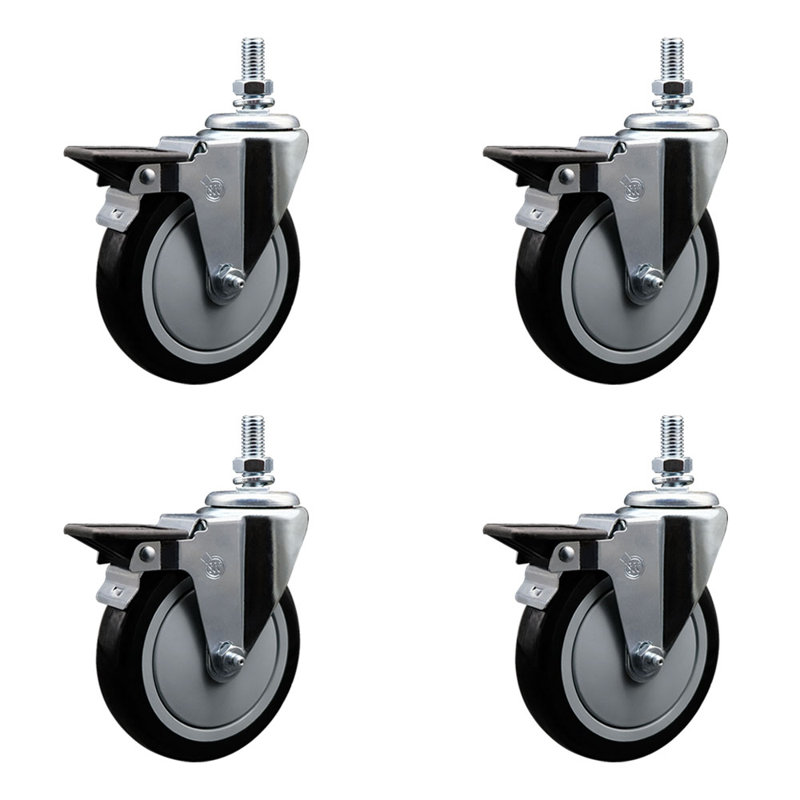 Polyurethane 10MM Threaded Stem Caster with Brake