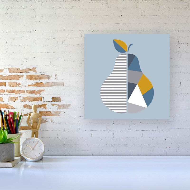 Geometric Pear - Wrapped Canvas Print, 16cm H x 16cm W x 3.8cm D