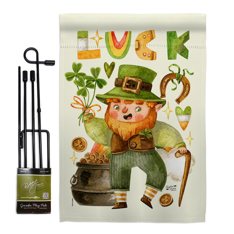 Ensemble de drapeaux en polyester 18 x 13 po Leprechaun Luck