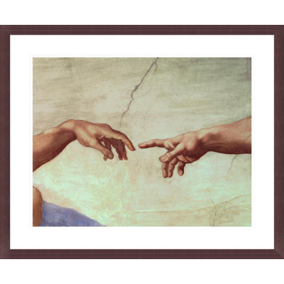 Hands of God and Adam detail from The Creation of Adam from the Sistine Ceiling (pre restoration) by Michelangelo Buonarroti -Framed Giclee Print