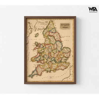 Angleterre et pays de Galles 1817, carte européenne, carte antique du Royaume-Uni, impression de carte du Pays de Galles, Angleterre, affiche décorative, carte britannique ancienne, art mural