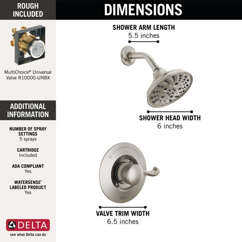 Robinet de douche Esato avec valve brute et technologie H2Okinetic, Nickel brossé