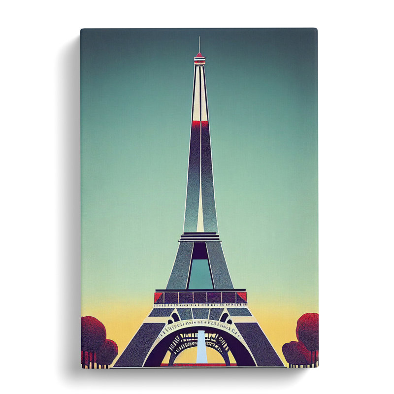 Art Deco Eiffel Tower No.3 - Wrapped Canvas Print, 60cm H x 40cm W x 3cm D