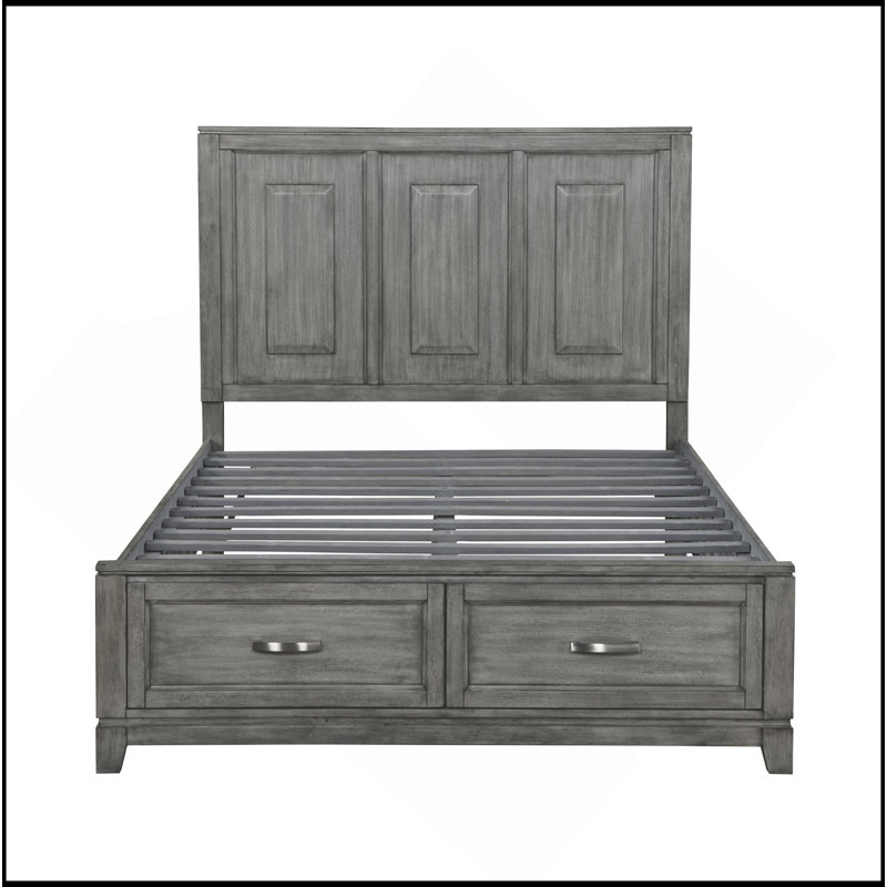 Lit plateforme avec meubles de chambre à coucher en bois avec tiroirs de rangement 1pc, Grand lit, Gris