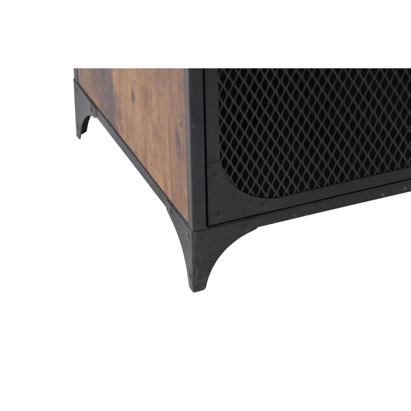 Black Industrial Freestanding 2-Door Mesh Cabinet